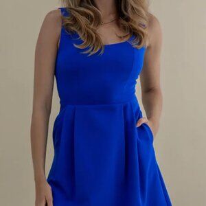 Banana Republic blue ribbed fit-and-flare dress.